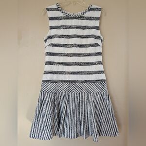 J. Crew Tweed Striped Drop Waist Dress, Black & White (SIZE 6)